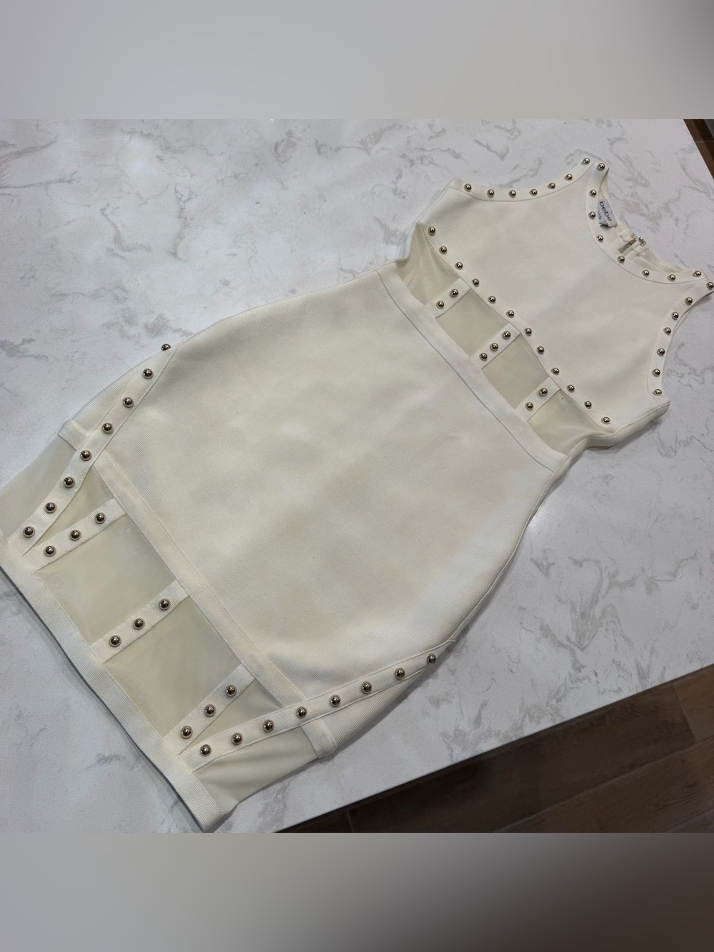 Ivory Studded Bodycon Dress Bebe